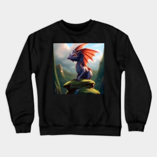 Baby Purple Dragon with Red Wings on a Rock Crewneck Sweatshirt